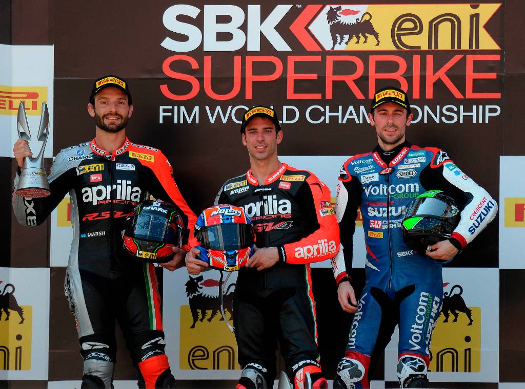 Podio Aprilia SBK a Sepang