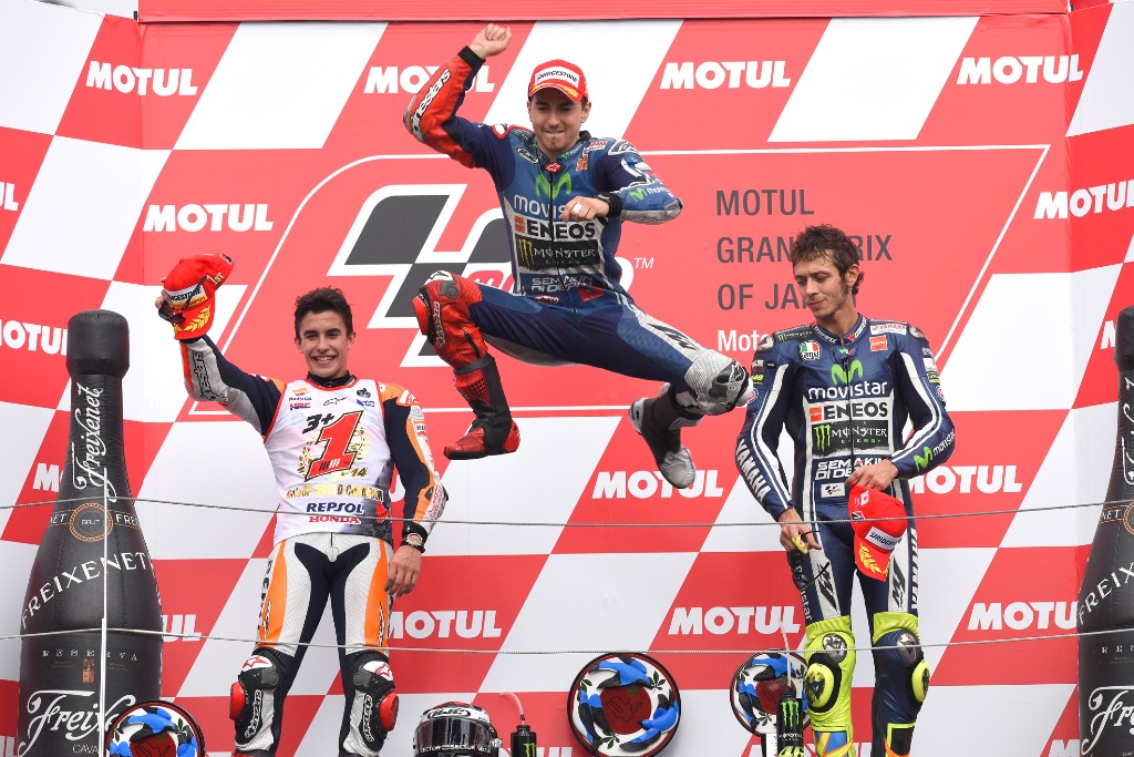 MotoGP 2014: podio di Motegi Lorenzo, Marquez e Rossi