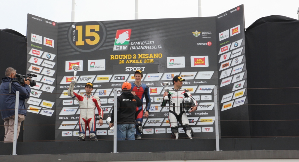 CIV 2015, podio della SP 4T del Round 1 a Misano