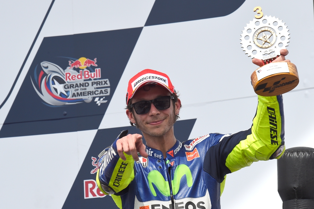 MotoGP 2015, Valentino Rossi sul podio in Texas con il terzo posto