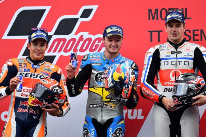 MOTO GP ASSEN, il podio, Miller, Marquez, Redding